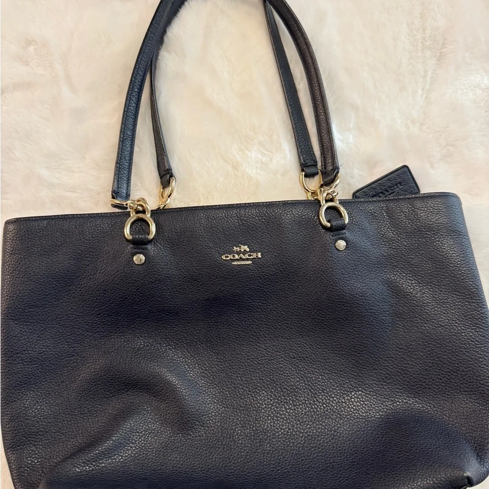 Coach Midnight Blue Leather Tote - Picture 1 of 3